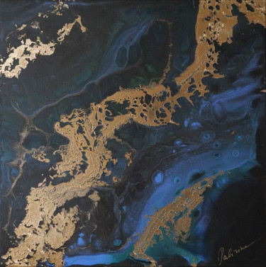 «Planet EARTH» gold black wall abstract fluid art Painting titled "«Planet EARTH» gold…" by Palirina, Original Art, Acrylic Mounted on Stretcher frame