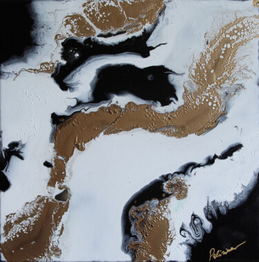 Malerei mit dem Titel "“Melting ice” black…" von Palirina, Original-Kunstwerk, Acryl Auf Keilrahmen aus Holz montiert