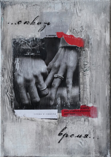 Collages titled "«Love through time»…" by Palirina, Original Artwork, Acrylic Mounted on Wood Stretcher frame