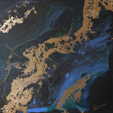 Painting titled "«Planet Earth» gold…" by Palirina, Original Artwork, Acrylic Mounted on Wood Stretcher frame