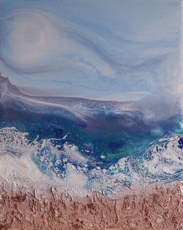 Painting titled "“Vacation” sea sand…" by Palirina, Original Artwork, Acrylic Mounted on Wood Stretcher frame