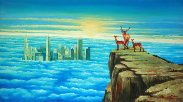 Картина под названием "On the edge" - Gabrel Taras, Подлинное произведение искусства, Масло