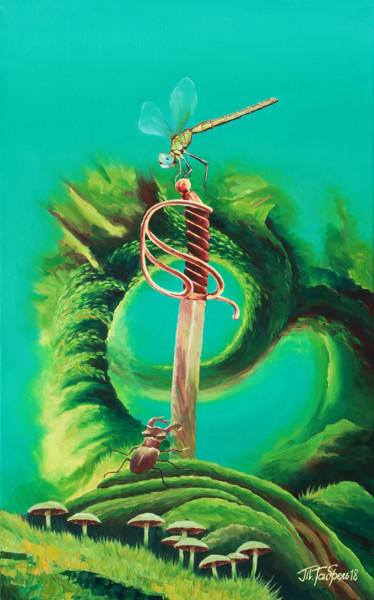 Pintura titulada "The Dragonfly" por Gabrel Taras, Obra de arte original, Oleo