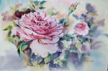 Painting titled ""TENDERNESS"" by Elena Krivoruchenko, Original Artwork, Watercolor