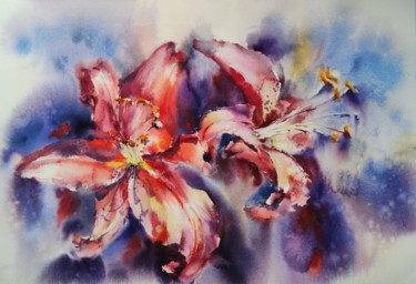 DANCE FOR TWO Peinture intitulée "DANCE FOR TWO" par Elena Krivoruchenko, Œuvre d'art originale, Aquarelle