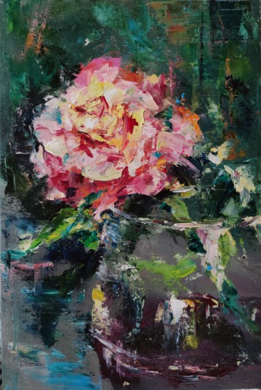 Painting titled ""ROSE IN WINE"" by Elena Krivoruchenko, Original Artwork, Oil