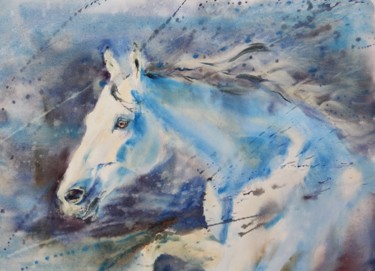 Painting titled ""FASTER THAN THE WI…" by Elena Krivoruchenko, Original Artwork, Watercolor