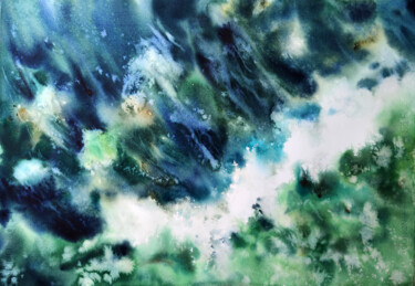 Peinture intitulée "MARINE ELEMENT" par Elena Krivoruchenko, Œuvre d'art originale, Aquarelle