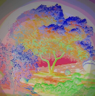 Digitale Kunst mit dem Titel "Paesaggio psichedel…" von Palma Aceto, Original-Kunstwerk, Digitale Malerei