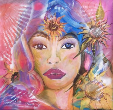 Peinture intitulée "La Donna Girasole" par Palma Aceto, Œuvre d'art originale, Acrylique