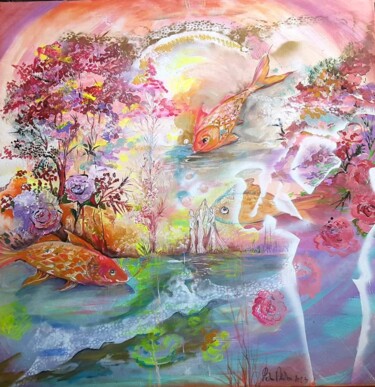 Картина под названием "Atmosfera rovente" - Palma Aceto, Подлинное произведение искусства, Акрил Установлен на Деревянная ра…