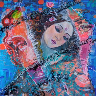 Painting titled "La Me dentro Me" by Palma Aceto, Original Artwork, Acrylic Mounted on Wood Panel