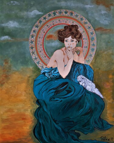 Pintura titulada "La jeune femme et l…" por Palmo, Obra de arte original, Acrílico Montado en Cartulina