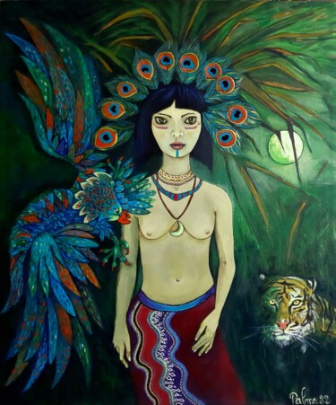Peinture intitulée "L'indigène" par Palmo, Œuvre d'art originale, Acrylique Monté sur Châssis en bois
