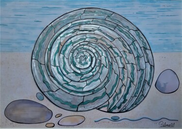 Drawing titled "Coquillage des Côte…" by Palmo, Original Artwork, Marker Mounted on Other rigid panel