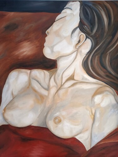 Painting titled "ENCEINTE" by Paloma Sainz-Aja Aparicio, Original Artwork, Oil Mounted on Wood Stretcher frame