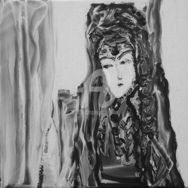 Painting titled "Madam Five" by Rajka Serbak, Original Artwork, Tempera