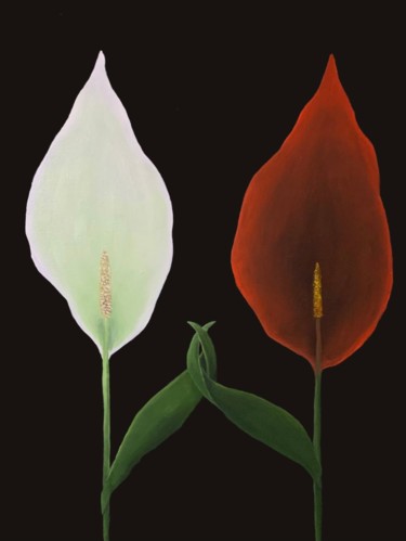 Картина под названием "Floral duo surreal…" - Kirill Parshenkov (Cyril Black), Подлинное произведение искусства, Масло Устан…