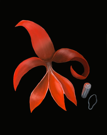 Картина под названием "Red lily FREE SHIPP…" - Kirill Parshenkov (Cyril Black), Подлинное произведение искусства, Масло Уста…