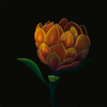 Картина под названием "Protea on black rea…" - Kirill Parshenkov (Cyril Black), Подлинное произведение искусства, Масло Уста…