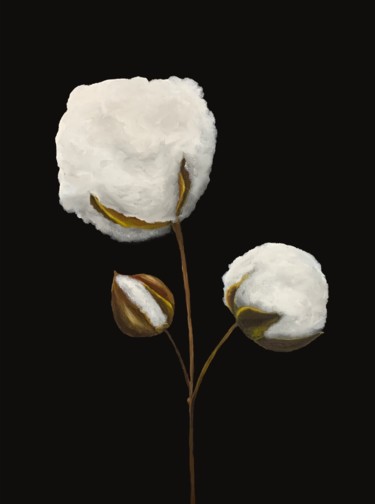Картина под названием "White Cotton on Bla…" - Kirill Parshenkov (Cyril Black), Подлинное произведение искусства, Масло Уста…