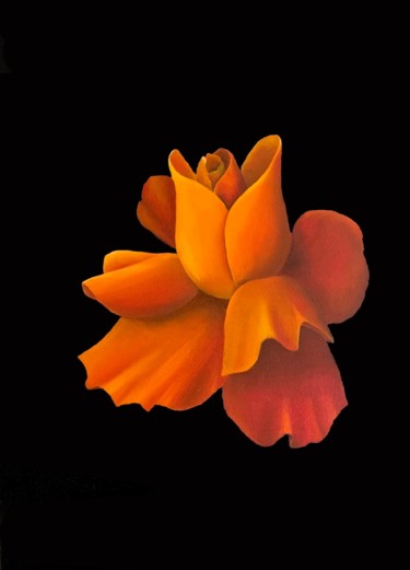 Картина под названием "Red Orange Rose flo…" - Kirill Parshenkov (Cyril Black), Подлинное произведение искусства, Масло