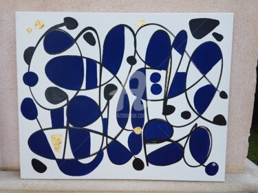 Картина под названием "Blue Jasmine" - Pam*, Подлинное произведение искусства, Акрил Установлен на Деревянная рама для носил…