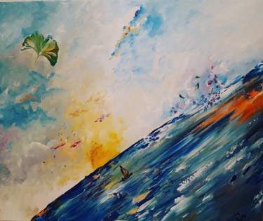 Painting titled "Ciel et mer penché" by Paméla Lp, Original Artwork, Acrylic