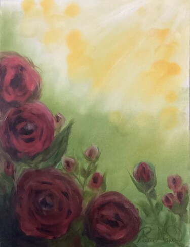 Painting titled "Roses" by Pâmela Maia, Original Artwork, Acrylic