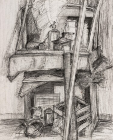 Drawing titled "Still Life with Sip…" by Pamela Rys, Original Artwork, Charcoal
