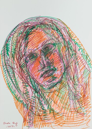 Drawing titled "Face 2" by Pamela Rys, Original Artwork, Ink