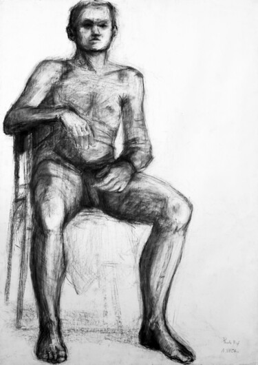 Dibujo titulada "Guy" por Pamela Rys, Obra de arte original, Carbón