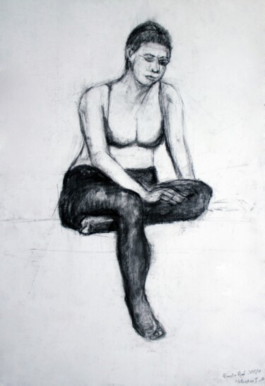 Drawing titled "More or Less" by Pamela Rys, Original Artwork, Charcoal