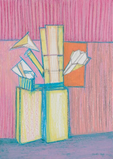 Disegno intitolato "Still Life with Pap…" da Pamela Rys, Opera d'arte originale, Pastello