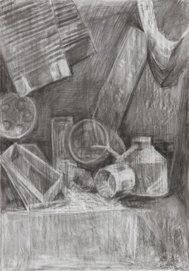 Drawing titled "Still Life with Bak…" by Pamela Rys, Original Artwork, Charcoal