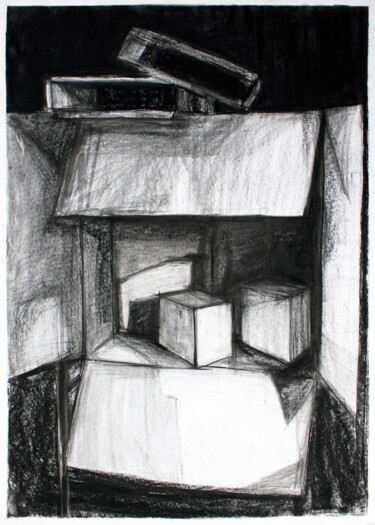 Disegno intitolato "Still Life with Box…" da Pamela Rys, Opera d'arte originale, Carbone