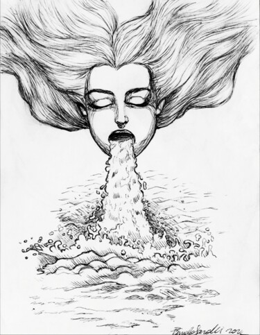 「Gargoyle」というタイトルの描画 Pamela Saralliによって, オリジナルのアートワーク, ボールペン