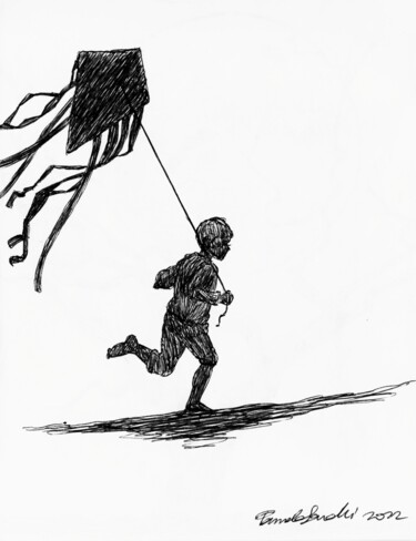 Disegno intitolato "Correre" da Pamela Saralli, Opera d'arte originale, Biro