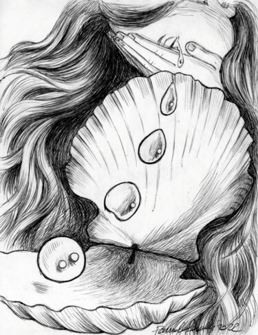 Drawing titled "Capasanta" by Pamela Saralli, Original Artwork, Ballpoint pen