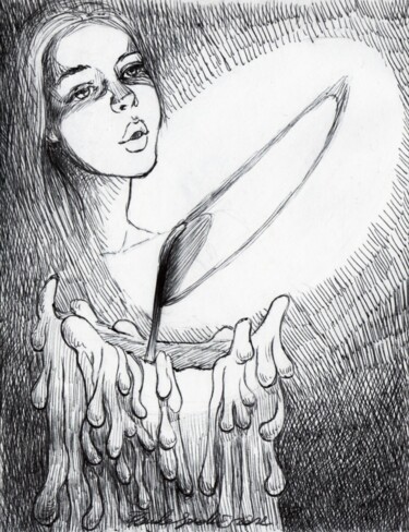 Drawing titled "Fiamma" by Pamela Saralli, Original Artwork, Ballpoint pen