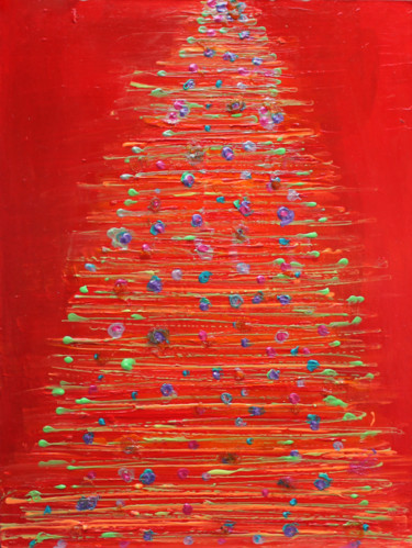 Painting titled "Christmas Tree : 11…" by Pamela Rys, Original Artwork, Acrylic