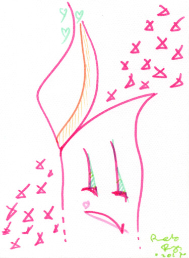 Disegno intitolato "Miss Cartoon" da Pamela Rys, Opera d'arte originale, Inchiostro