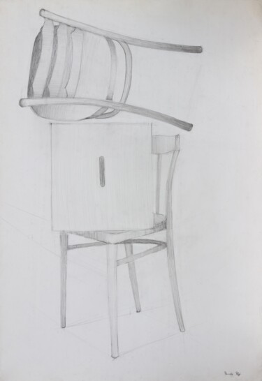 Drawing titled "Still Life with Cha…" by Pamela Rys, Original Artwork, Graphite
