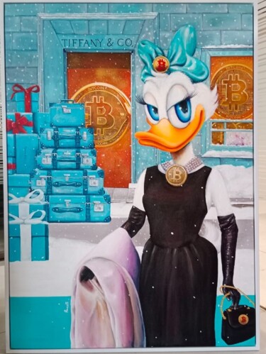 Painting titled "shopping with  daisy" by Pameli Kayal, Original Artwork, Digital Print