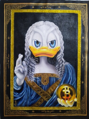 Schilderij getiteld "Salvador Mcduck" door Pameli Kayal, Origineel Kunstwerk, Olie