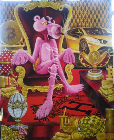 Peinture intitulée "Nerd Panther" par Pameli Kayal, Œuvre d'art originale, Acrylique