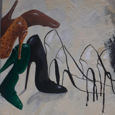 Peinture intitulée "Un choix de la Dame." par Pampouille, Œuvre d'art originale, Acrylique