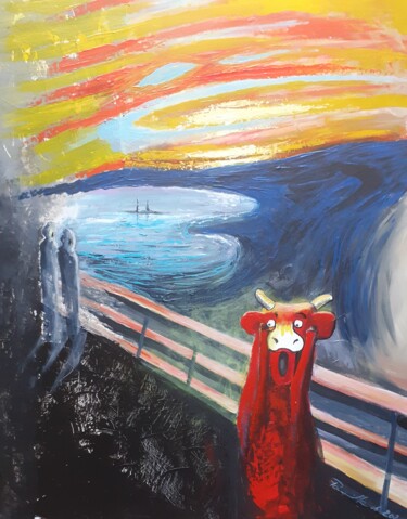 Pittura intitolato "La vache qui crit.…" da Pampouille, Opera d'arte originale, Acrilico