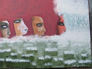 Peinture intitulée "la vague" par Pampouille, Œuvre d'art originale, Autre
