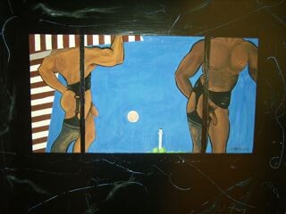 Painting titled "Gay attitude 1" by Pampouille, Original Artwork, Ink
